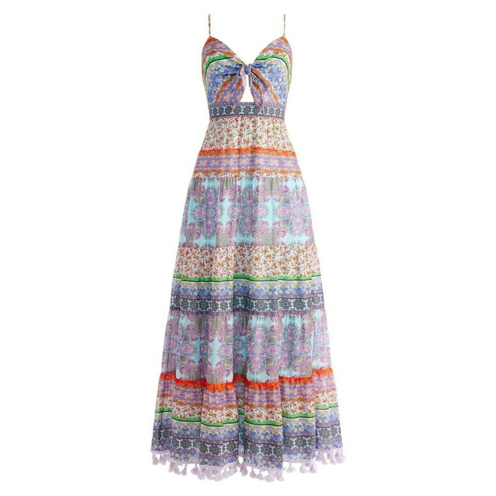 NWT. $595 Alice + Olivia Minka Tie Front Maxi Dress Sz 8 - Picture 7 of 12